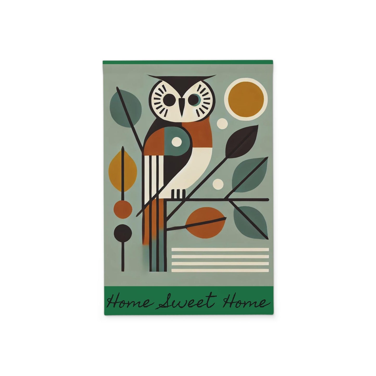 Garden Banner, Hoot Owl - Mid-Century Modern Autumn Theme, Nature Lovers Outdoor Flag Decor, Fall Yard Decoration, Garden Wall Art, Owl