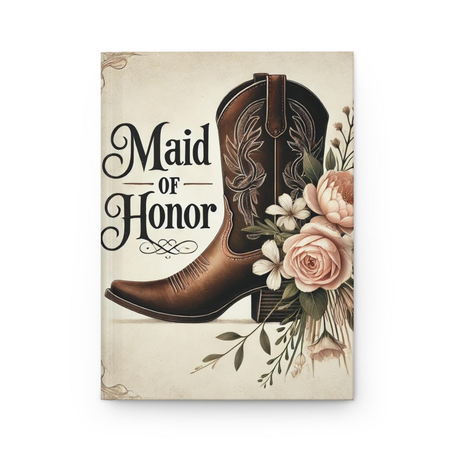 Journal Hardcover, Maid of Honor, Rustic Vintage Charm Notebook, Books Lover, Retro Matte Diary, Wedding Party Gift, Literature Enthusiast