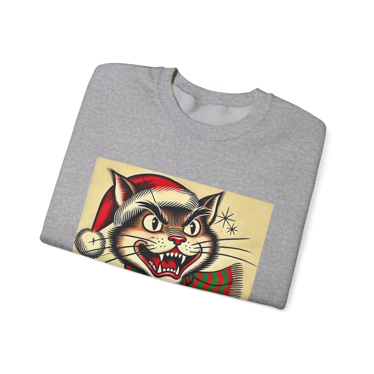 Funny Christmas Cat Unisex Heavy Blend™ Crewneck Sweatshirt, Merry HIsssmas, Cat Lovers Gift, Cat Parents