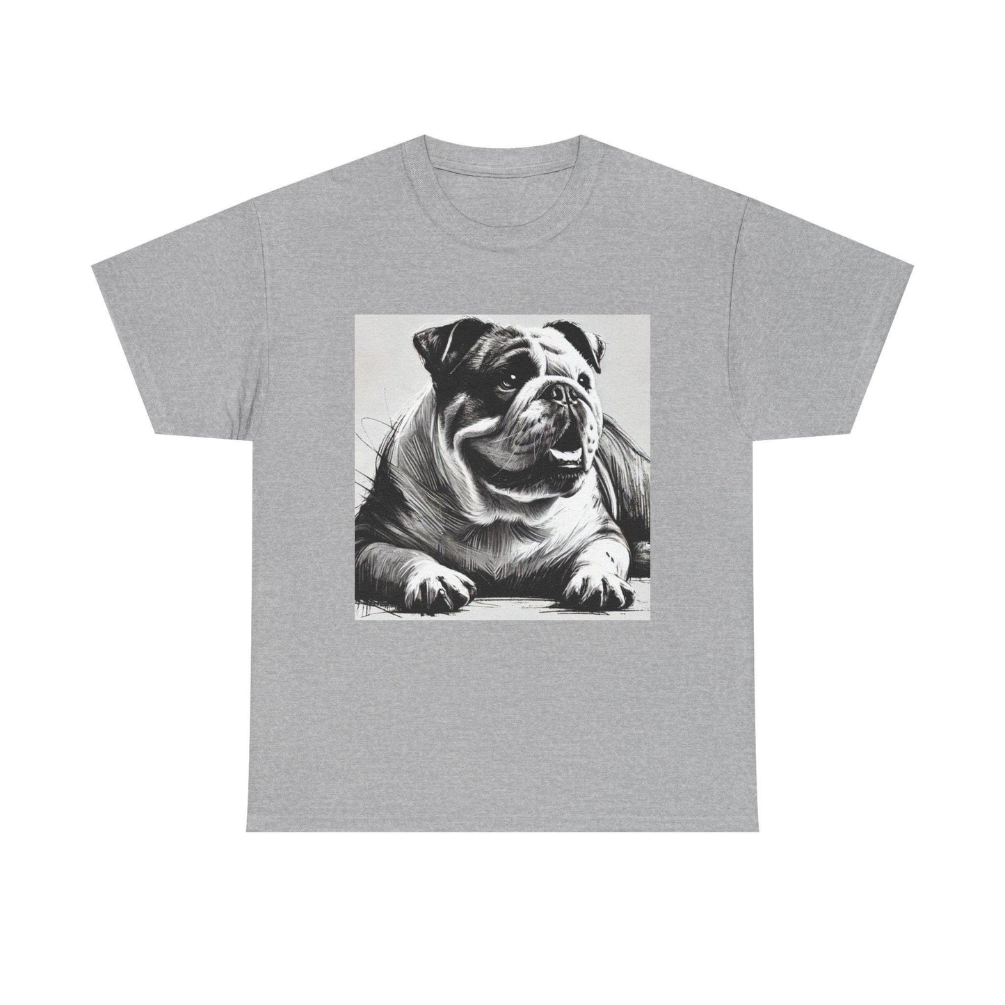 Dog Tee, Bulldog Modern Charcoal Sketch Design, Unisex LGBT Bulldog Dog Lover Gift, Gay Graphic Top, Unisex Heavy Cotton T-shirt, 7 Colors