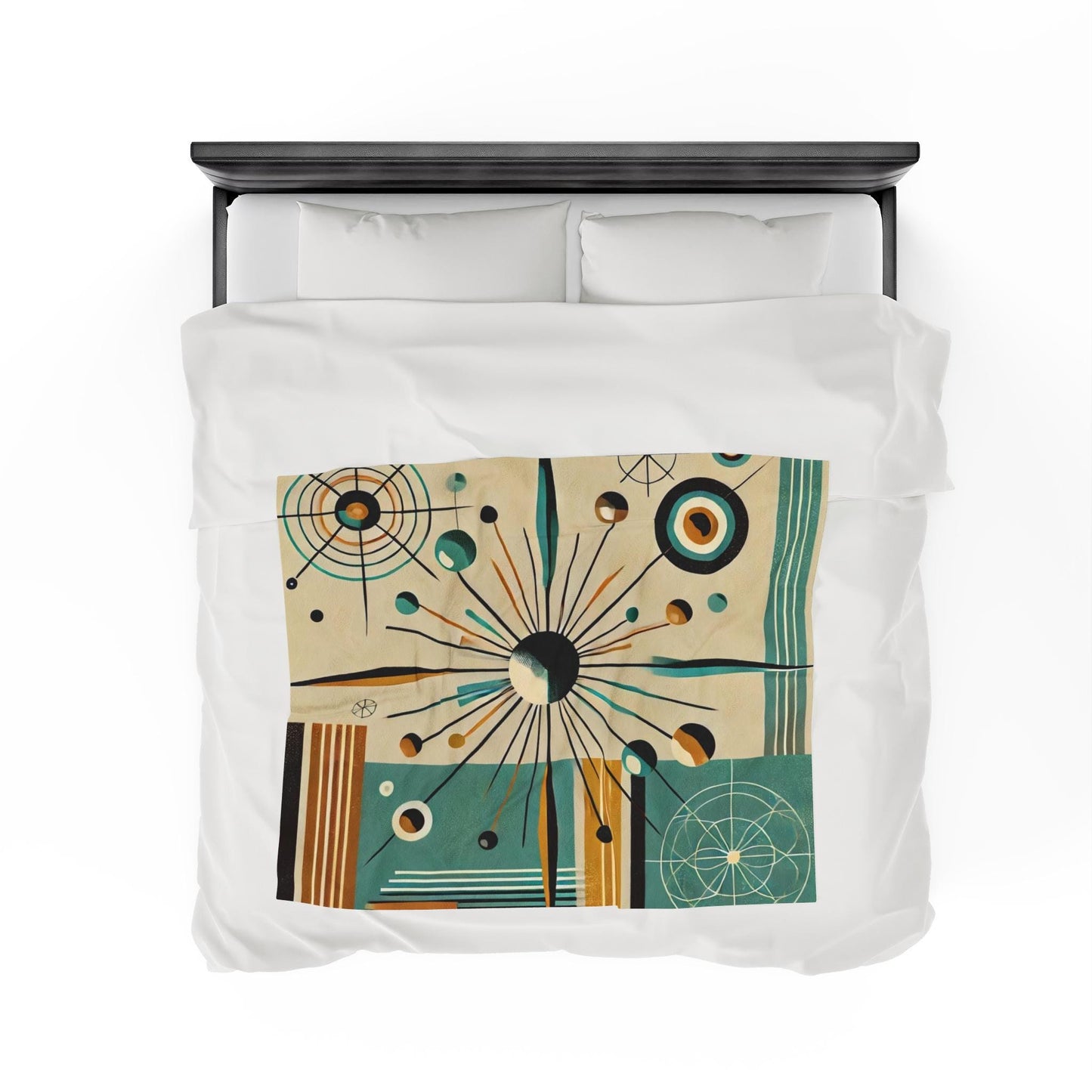 Plush blanket, Mid-Century Modern Design, Soft Fleece Throw, Housewarming Gift, Chic Home Decor, Sputnik Theme, Warm Bedding