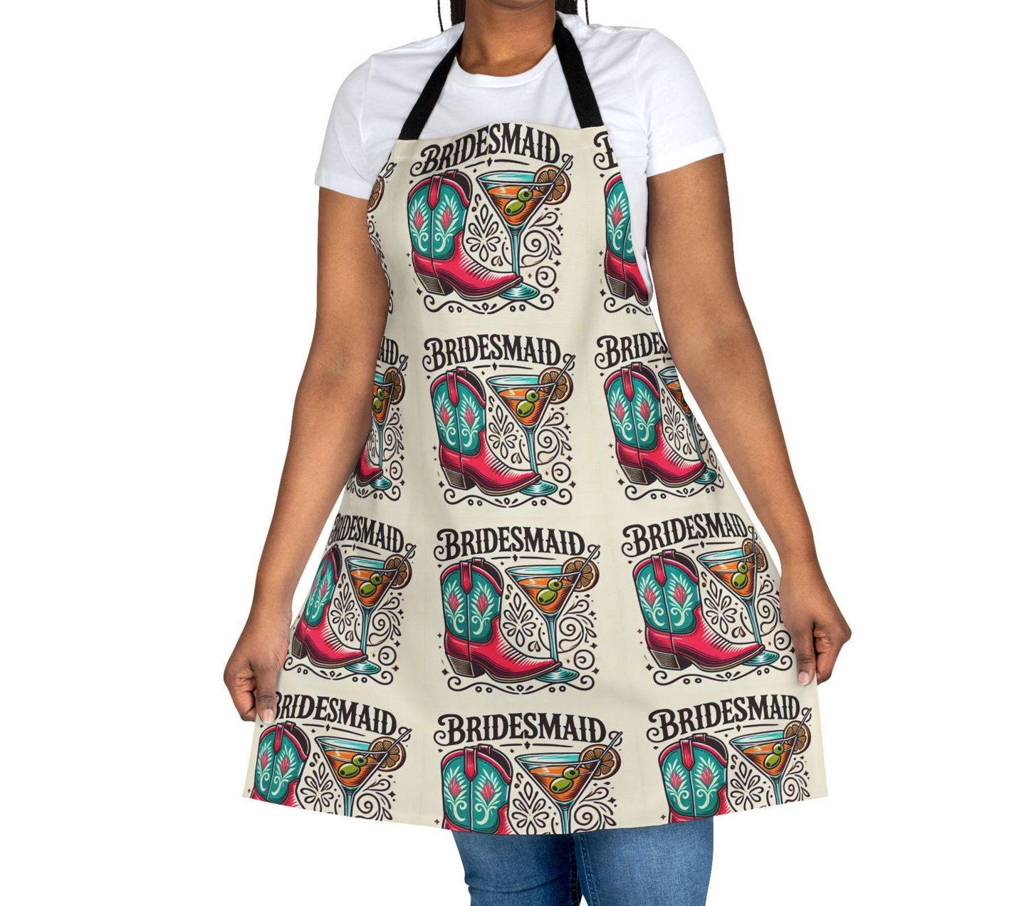 Bridesmaid Gift Apron, 5-Color Straps to Choose From, Wedding Party Gifts, Kiss the Cook, Newlyweds