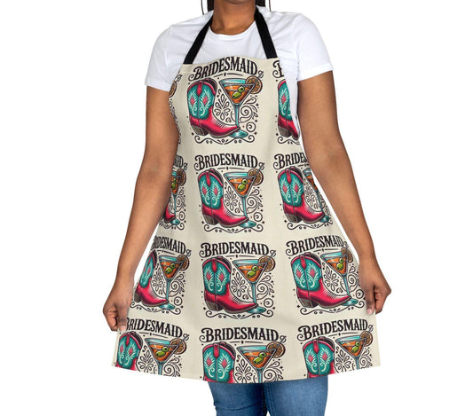 Bridesmaid Gift Apron, 5-Color Straps to Choose From, Wedding Party Gifts, Kiss the Cook, Newlyweds