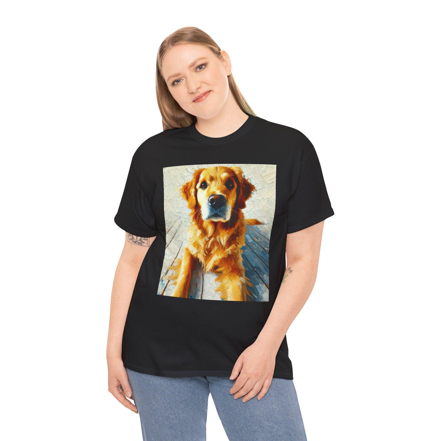 Dog Tee, Golden Retriever Impressionist Design, Unisex LGBT Dog Lover Gift, Gay Graphic Top, Unisex Heavy Cotton T-shirt, 7 Colors
