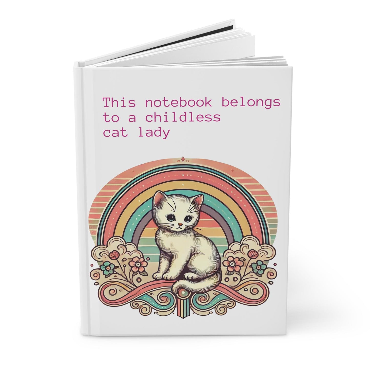 Cat Lady Journal Hardcover - Funny Vintage Design Matte Journal - Humorous Notebook, Book Lovers Gift, Retro Art Diary, Childless Cat Lady