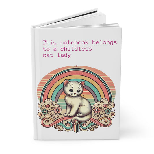 Cat Lady Journal Hardcover - Funny Vintage Design Matte Journal - Humorous Notebook, Book Lovers Gift, Retro Art Diary, Childless Cat Lady