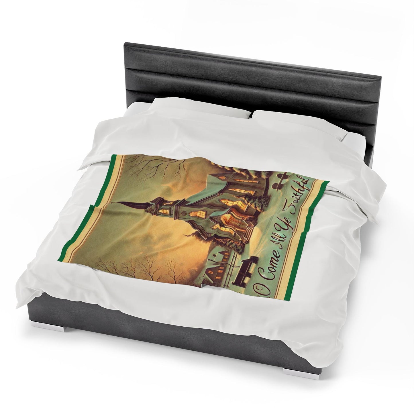 Plush Blanket, O Come All Ye Faithful Design, Fleece Throw, Housewarming Gift, Holiday Home Decor, Religous Christmas Theme, Warm Bedding