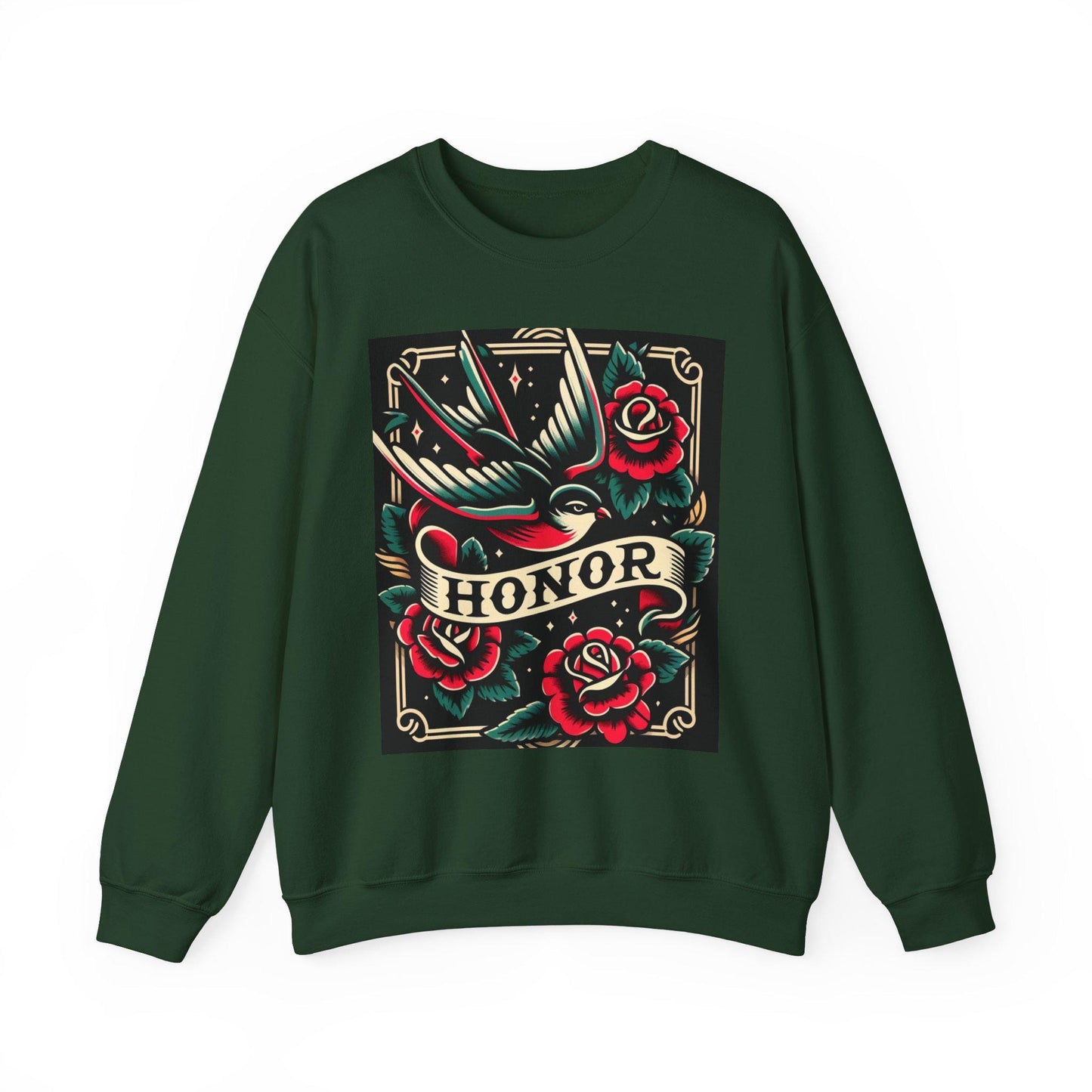 Vintage Tattoo Sweatshirt, HONOR Tattoo Design, Unisex Crewneck Jumper, Vintage Pullover, Gift for Tattoo Lover, Retro Style