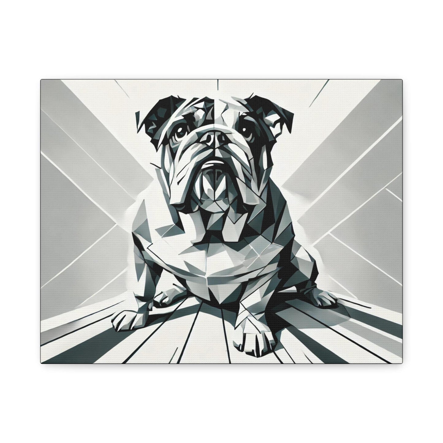 Bulldog Canvas, Original Modern Cubist Wall Art Home Decor, Matte Stretched Print, LGBT Housewarming Gift, Gay Bulldog Dog Lover