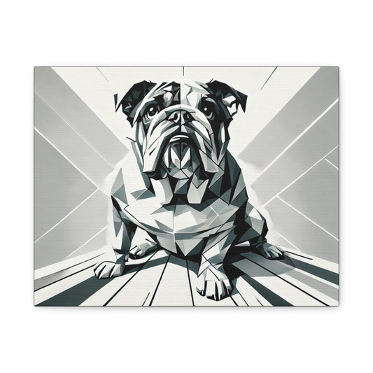 Bulldog Canvas, Original Modern Cubist Wall Art Home Decor, Matte Stretched Print, LGBT Housewarming Gift, Gay Bulldog Dog Lover