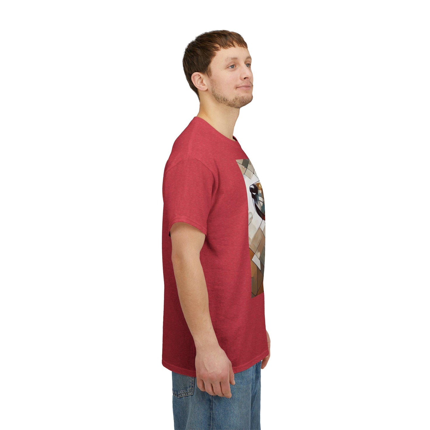 Dog Tee, Golden Retriever Cubist Design, Unisex LGBT Dog Lover Gift, Gay Graphic Top, Unisex Heavy Cotton T-shirt, 7 Colors