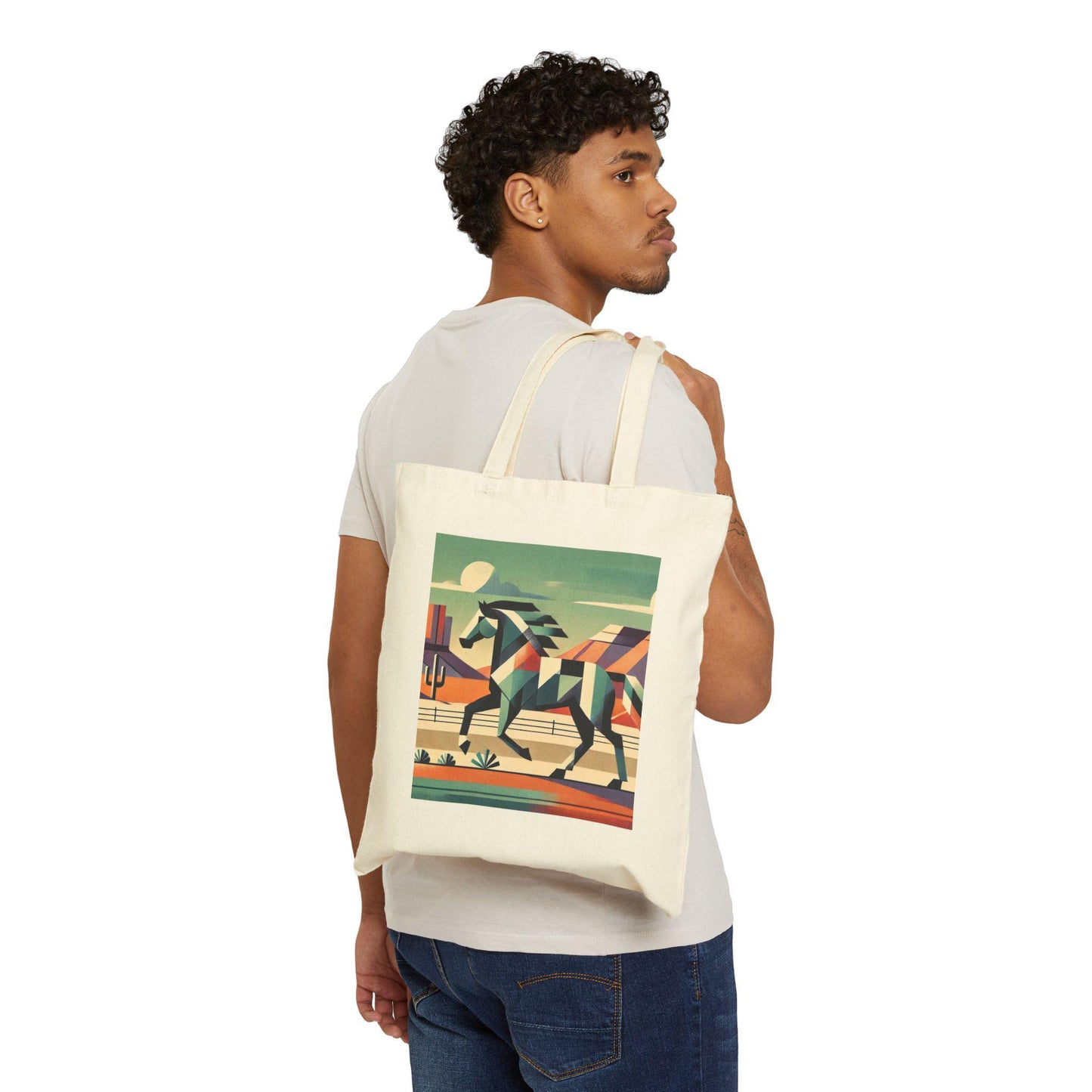 Canvas Tote Bag, Modern Southwestern Horse Design, LGBT Eco-Friendly Bag, Queer Book Lover Gift, Reusable Grocery Shopping, Gay Gift
