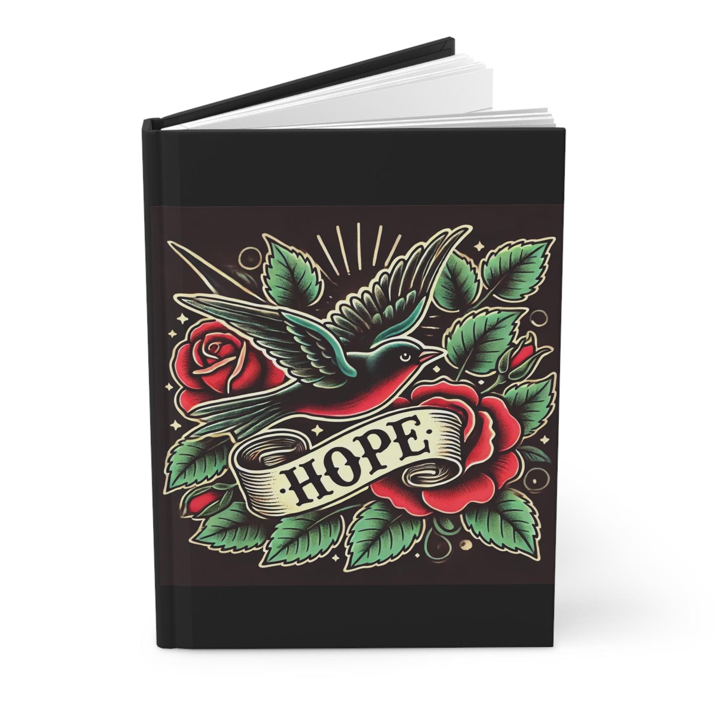 Bird Journal Hardcover - Vintage Tattoo HOPE Design - Retro Charm Notebook, Book Lovers Gift, Diary - Nature Journal - Literature