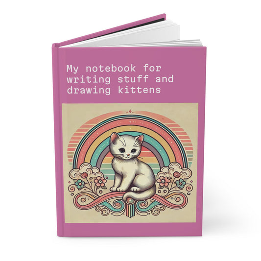 Cat Journal Hardcover - Funny Vintage Design Matte Pink Journal - Humorous Notebook, Book Lovers Gift, Retro Art Diary, LGBT Gifts