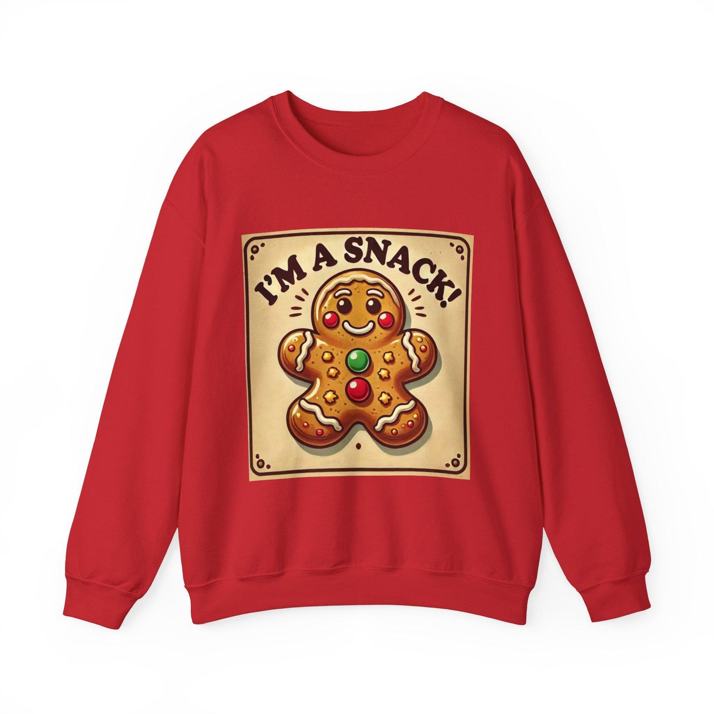 Funny Christmas Unisex Heavy Blend™ Sweatshirt, I'm a Snack Gingerbread Man, Fun Gift for Wife or Girlfriend