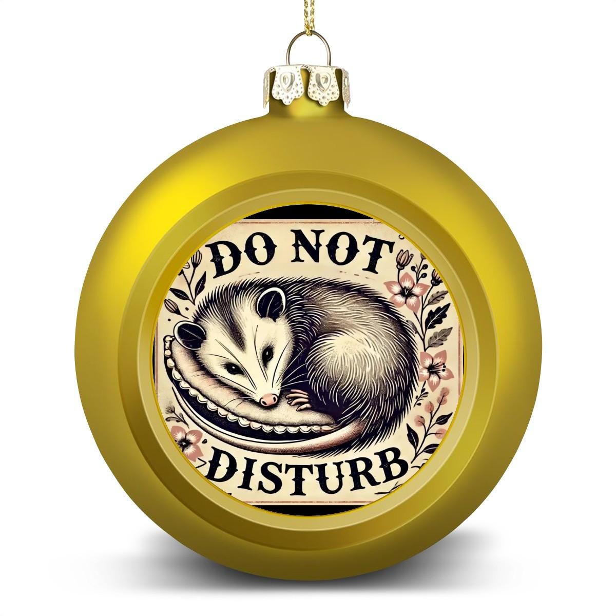 Ornament Set of 2 or 4, Festive Holiday Decor, Christmas Ball Decoration, Custom Possum Do Not Disturb Design, Funny Original Tree Trim