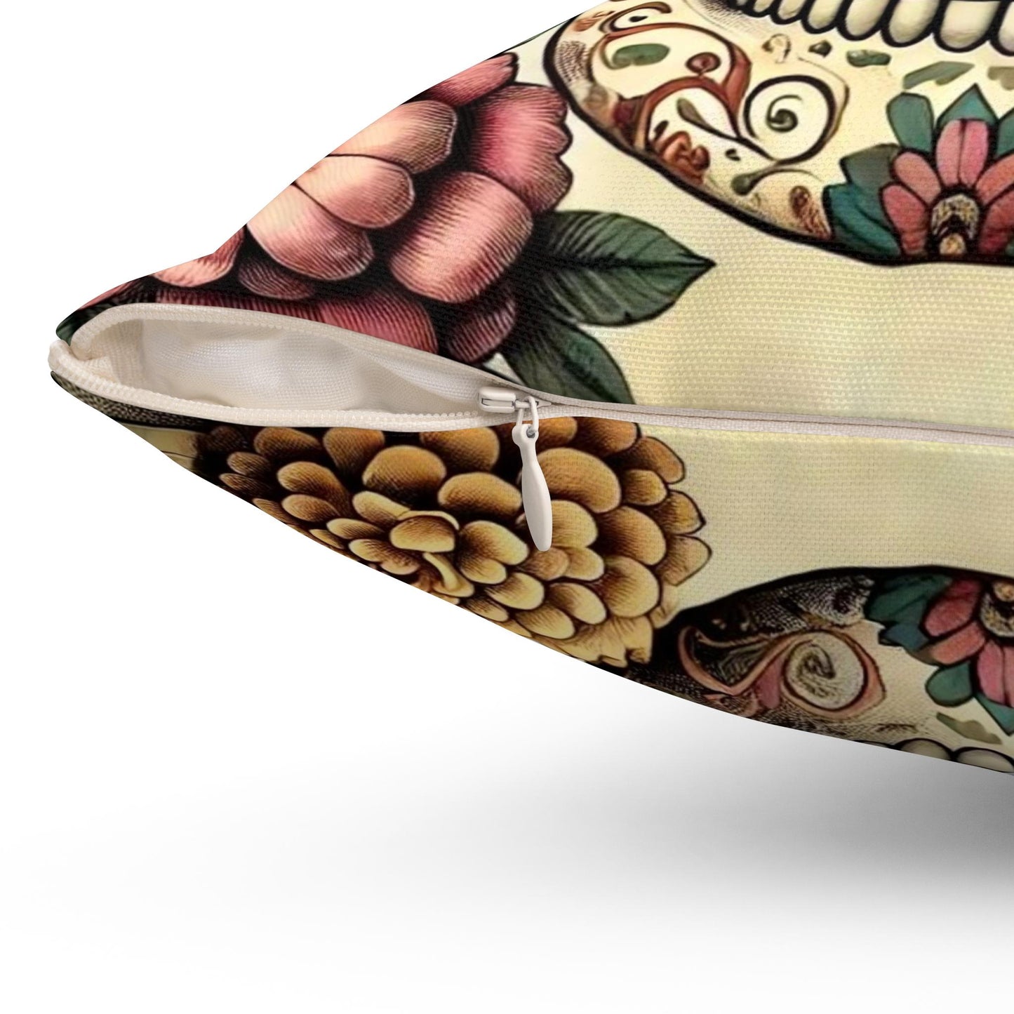 Day of the Dead Square Pillow, Colorful Sugar Skulls, Dia de los Muertos Decor, Halloween Pillow, Day of the Dead Gift, 14x14 Pillow