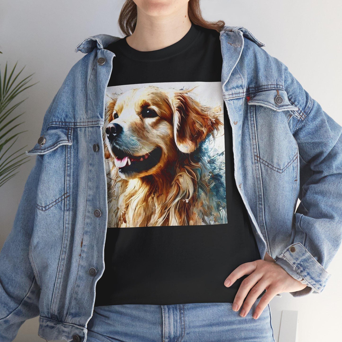 Dog Tee, Golden Retriever Impressionist Design, Unisex LGBT Dog Lover Gift, Gay Graphic Top, Unisex Heavy Cotton T-shirt, 7 Colors