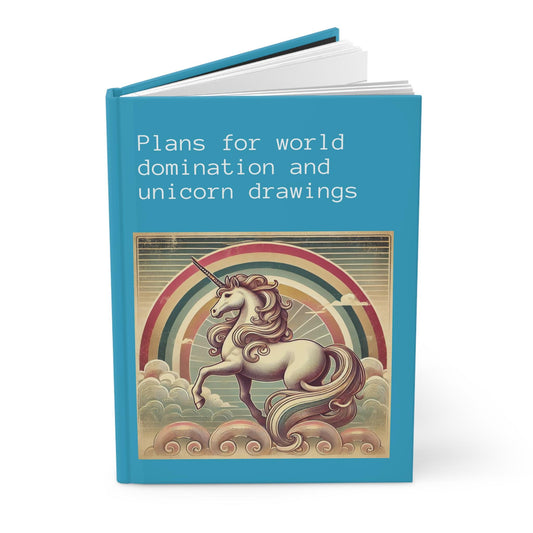 Unicorn Journal Hardcover - Funny Domination Vintage Design Turquoise Matte Journal - Humorous Notebook, Book Lovers Gift, Retro Art Diary