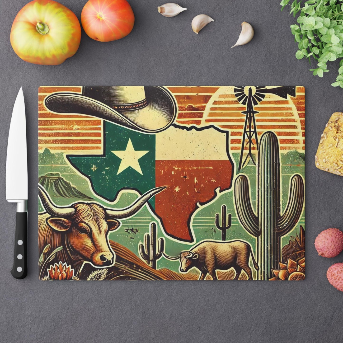 Texas Cutting Board, Texas Longhorn Design, Kitchen Decor, Housewarming Gift, Foodie Gift, Texas Souvenir, Personalized Cutting Board
