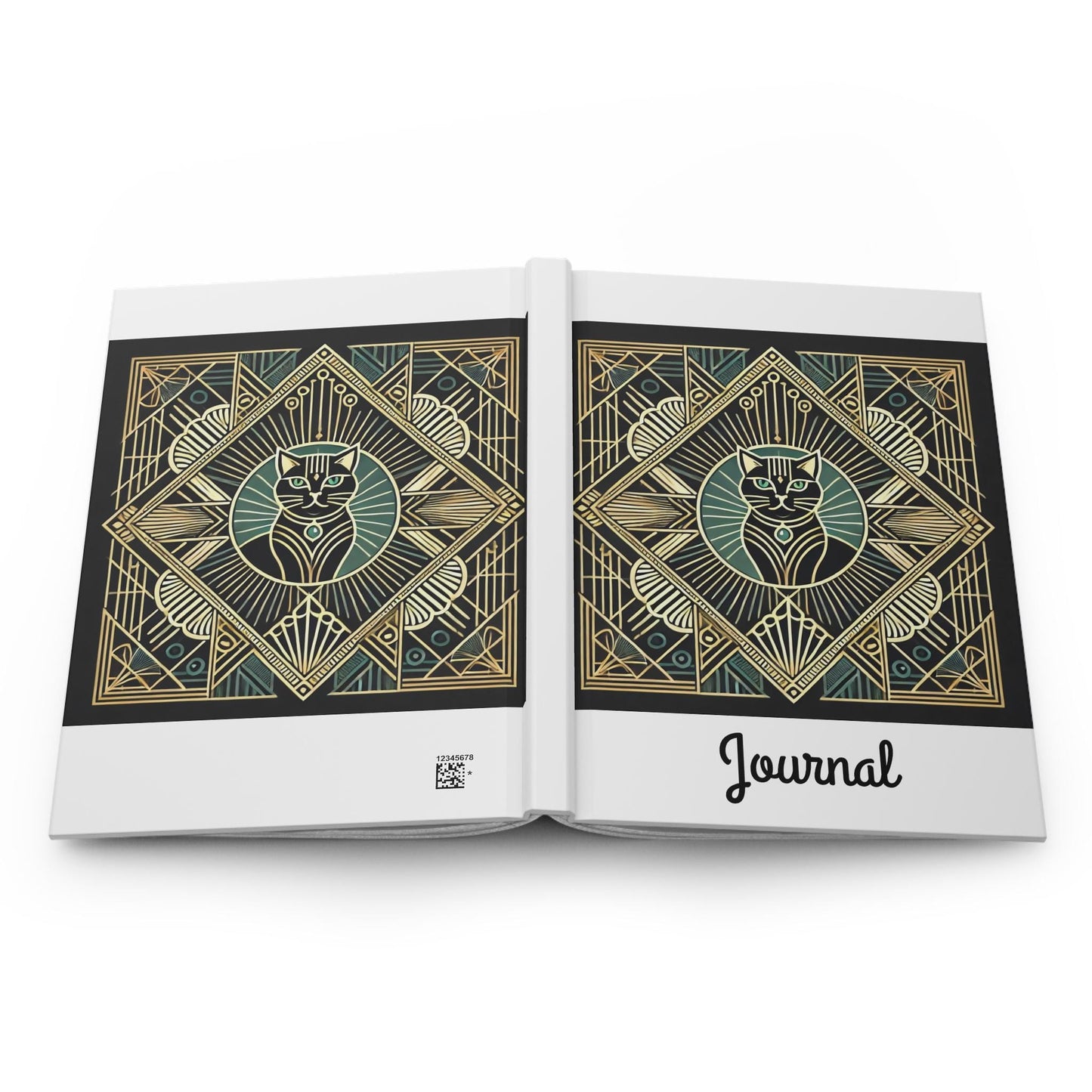 Cat Journal Hardcover - Vintage Art Deco Design - Book Lovers Gift, Retro Diary, Nature Journal, Literature Notebook