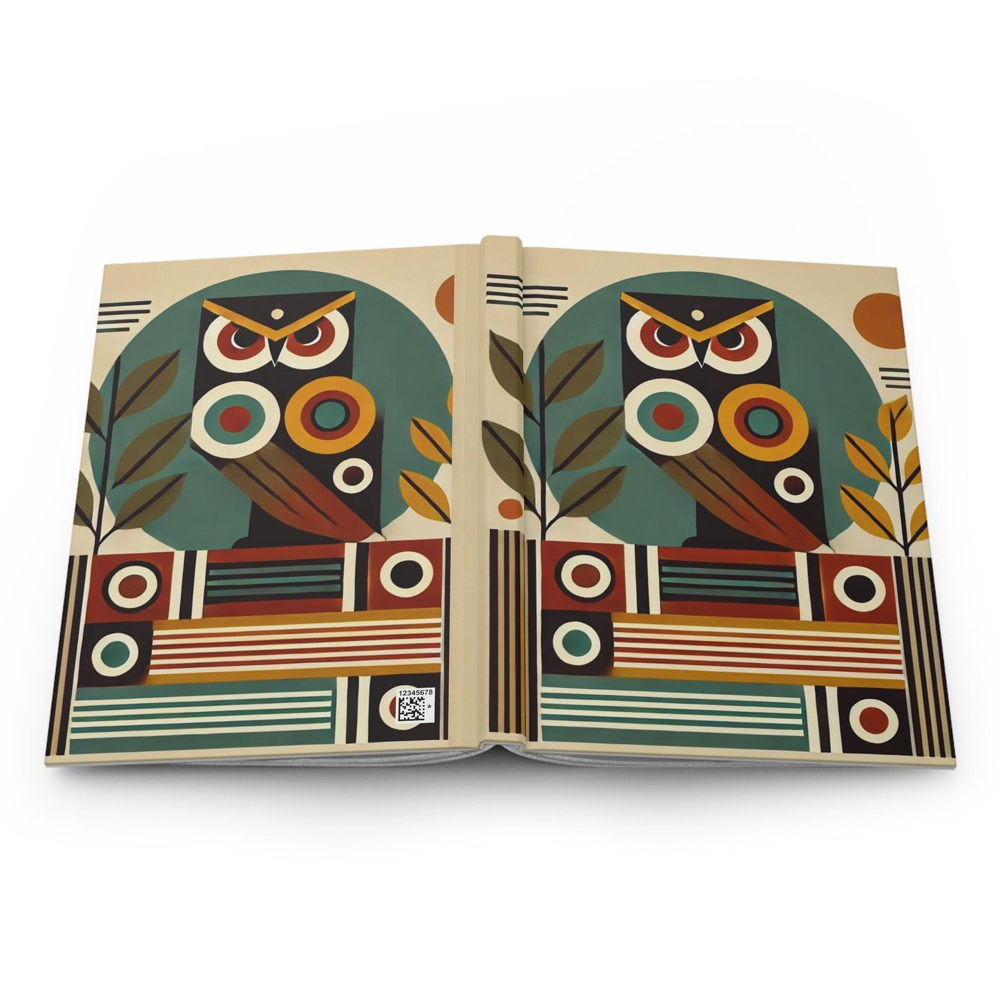 Owl Hardcover Journal, Mid-Century Vintage Charm Notebook, Books Lovers Gift, Retro Matte Diary, Wise Owl Journal, Literature Enthusiast