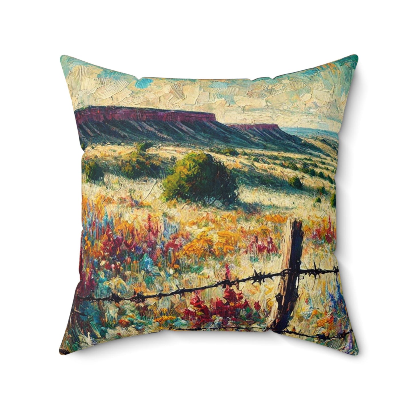 Square Pillow Modern Texas Hill Country Wildflower Design, Housewarming Gift, Rustic Charm, Soft Throw Pillow, Home Decor, Art Lover Gift