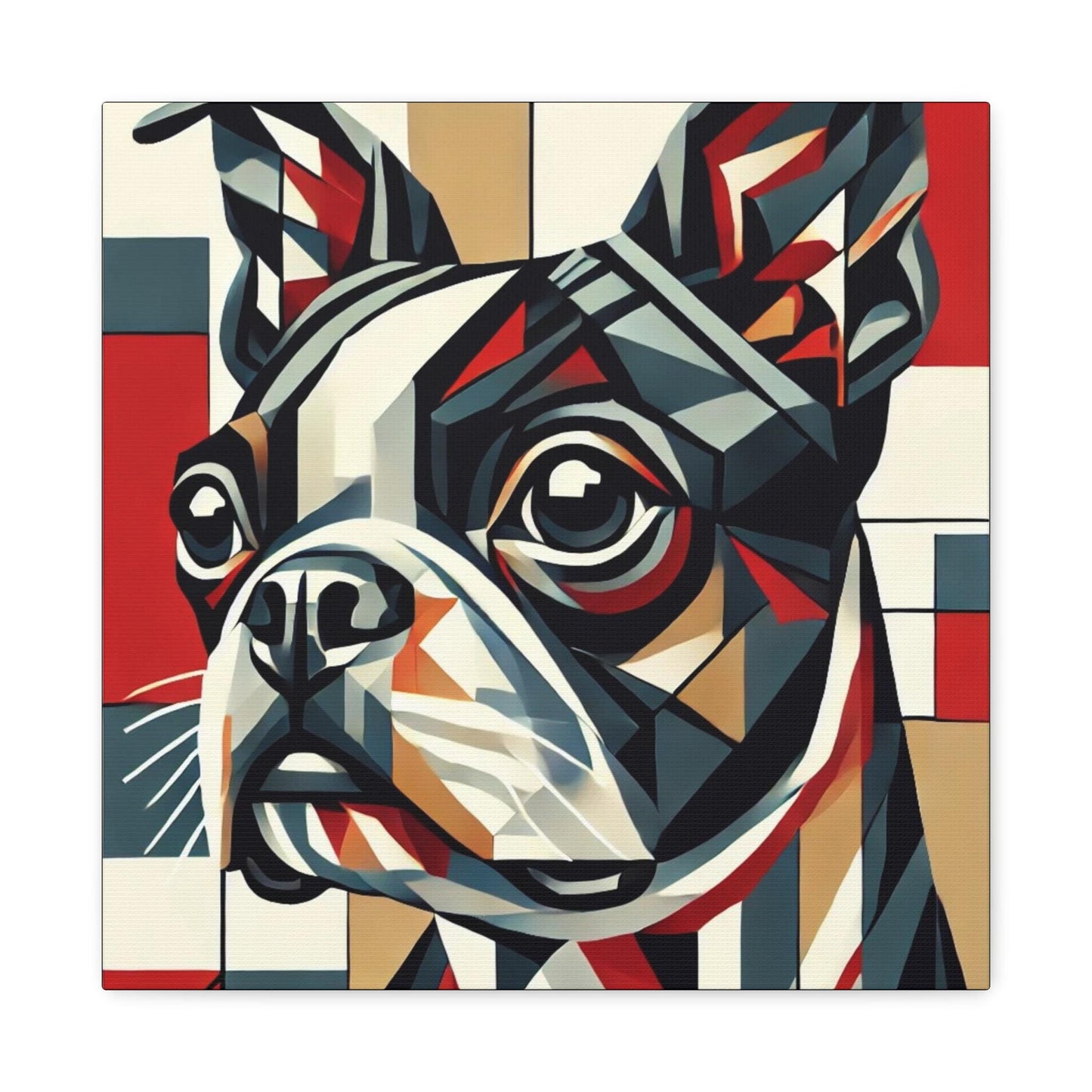 Boston Terrier Canvas Print, Modern Cubist Design, Dog Wall Art, Modern Queer Decor, LGBT Housewarming Gift, Matte Canvas, Gay Dog Lover