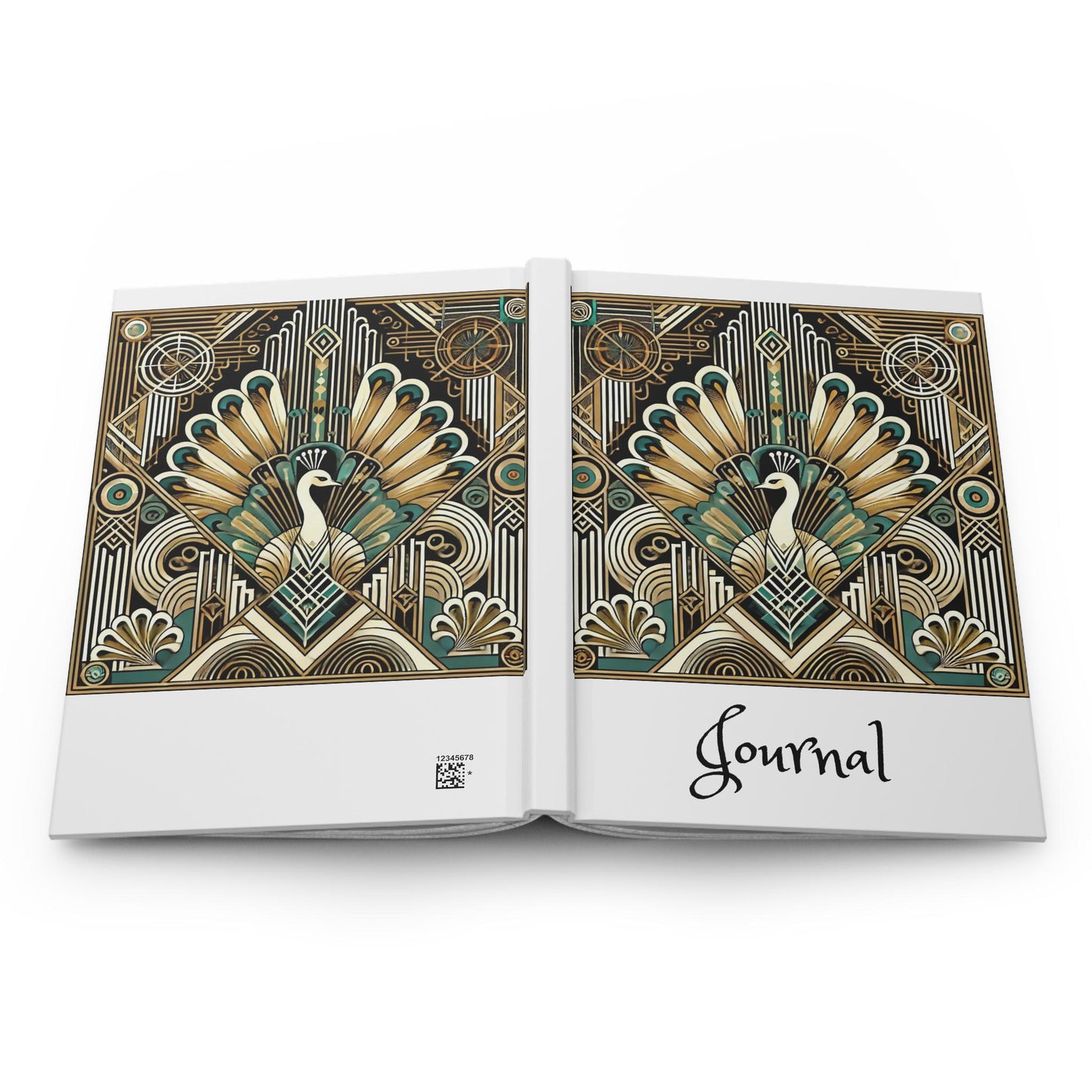 Peacock Journal Hardcover - Vintage Art Deco Design - Book Lovers Gift, Retro Diary, Nature Journal, Literature Notebook