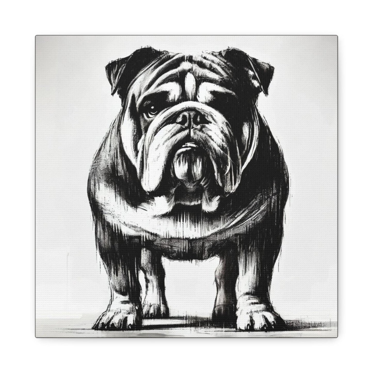 Bulldog Matte Canvas Print, Classic Charcoal Sketch Design, Dog Wall Art, Modern Queer Decor, LGBT Housewarming Gift, Gay Bulldog Dog Lover
