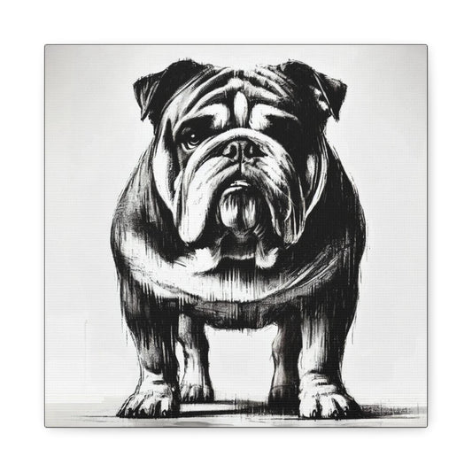 Bulldog Matte Canvas Print, Classic Charcoal Sketch Design, Dog Wall Art, Modern Queer Decor, LGBT Housewarming Gift, Gay Bulldog Dog Lover