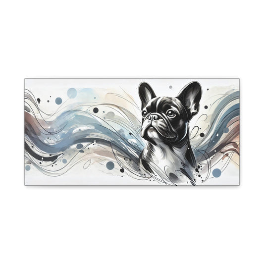 Canvas Print French Bulldog Charcoal Sketch Portrait, LGBT Housewarming Gift, Gay Frenchie Lover, Stretched Modern Wall Art, 7 Sizes