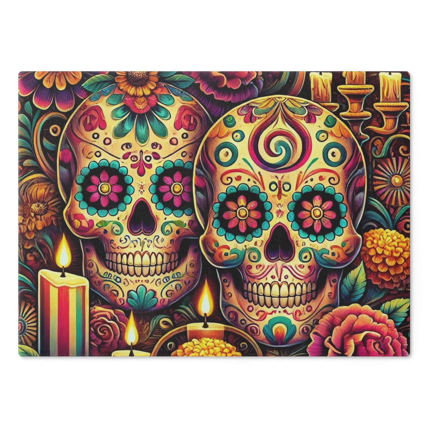 Sugar Skulls Cutting Board, Day of the Dead Kitchen Decor, Housewarming Gift, Foodie Souvenir, Dia de los Muertos