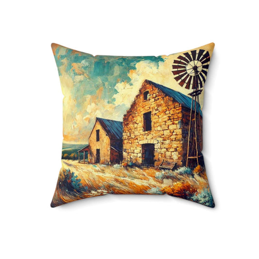 Square Pillow Modern Texas Hill Country Windmill Design, Housewarming Gift, Rustic Charm, Soft Throw Pillow, Home Decor, Art Lover Gift