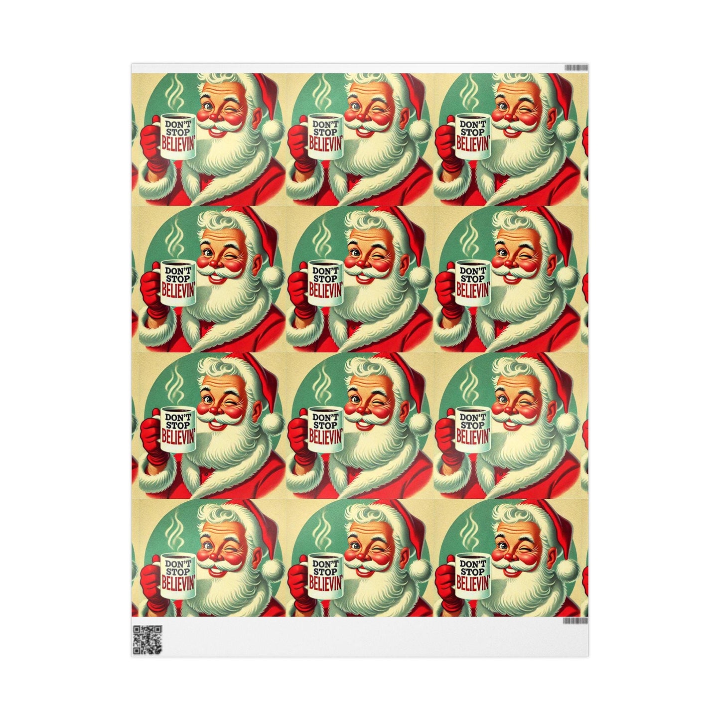 Santa Wrapping Paper, Don't Stop Believin', Funny Gift Wrap for Christmas Presents, Rock and Roll