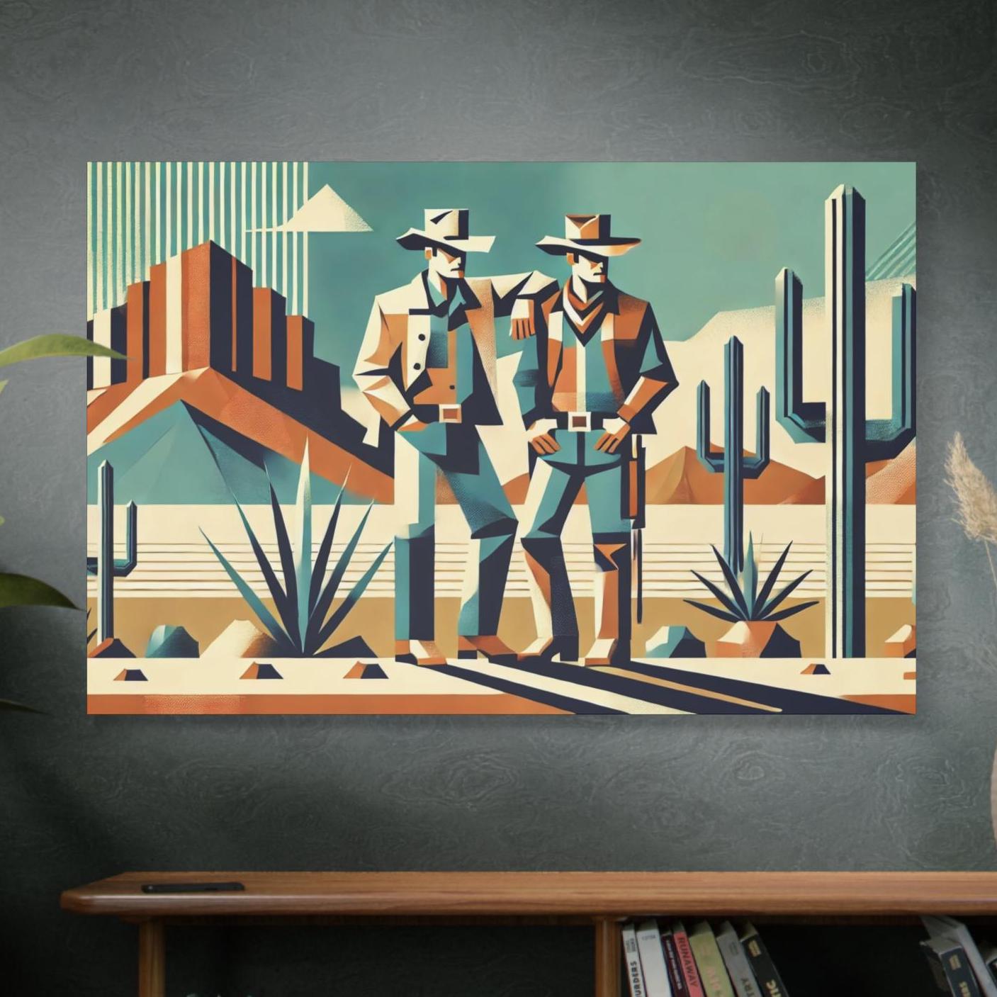 Original Modern Cubist Southwestern Canvas Print, Matte Stretched Art, 7 Sizes Available, Wall Decor, Landscape Painting, Home Office Decor