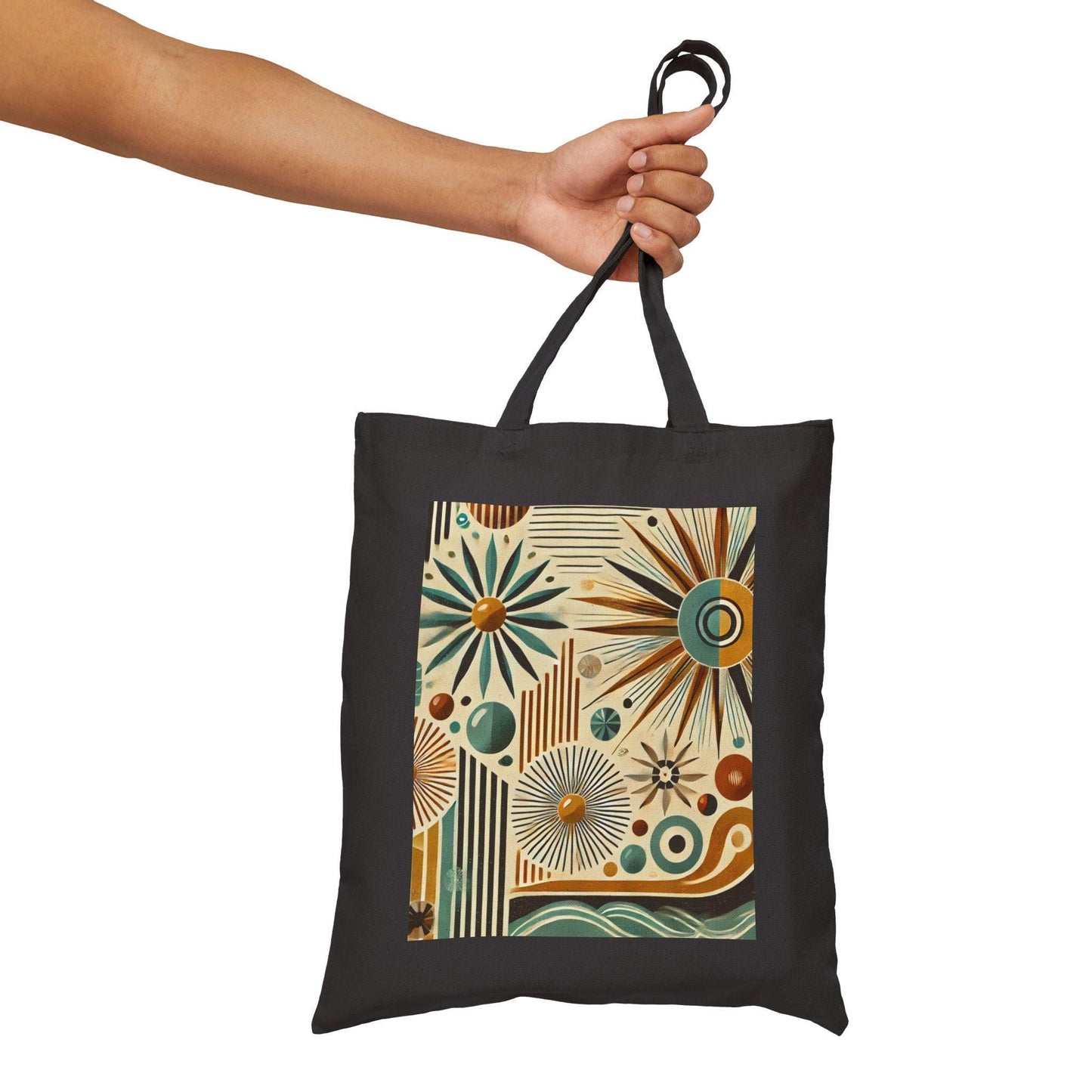 Mid-Century Modern Cotton Canvas Tote Bag - Design Lover Gift, Retro Shoulder Bag, Bauhaus Shopping Bag, Vintage Tote, Book Lover