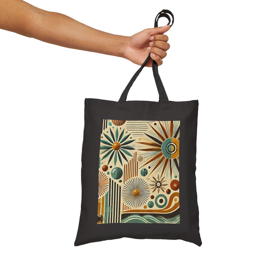 Mid-Century Modern Cotton Canvas Tote Bag - Design Lover Gift, Retro Shoulder Bag, Bauhaus Shopping Bag, Vintage Tote, Book Lover