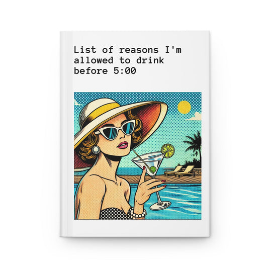 Journal Hardcover, Funny Day Drink Pop Art Design Matte Journal, Humorous Gay Notebook,  Rainbow LGBT Gift, Retro Art Diary