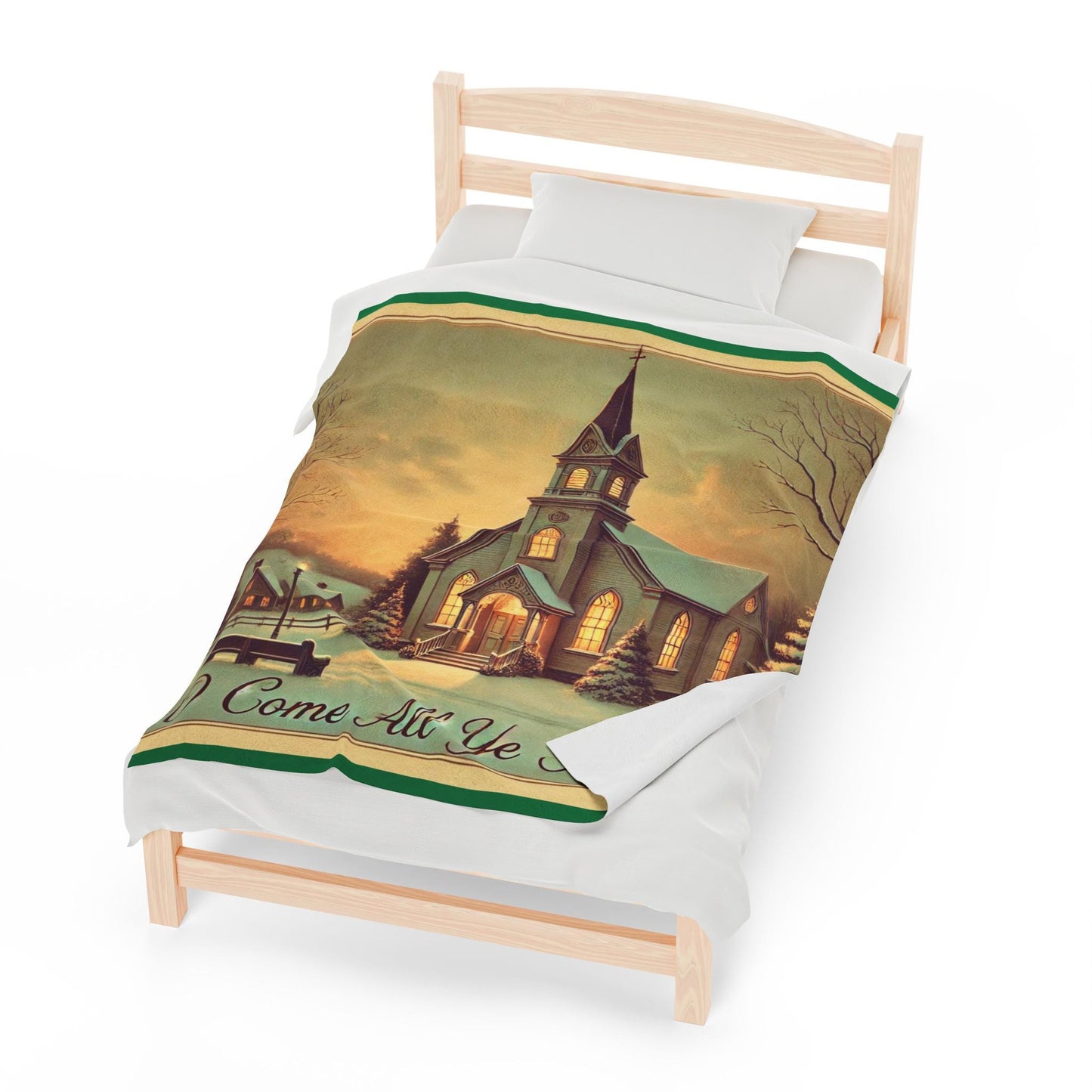 Plush Blanket, O Come All Ye Faithful Design, Fleece Throw, Housewarming Gift, Holiday Home Decor, Religous Christmas Theme, Warm Bedding