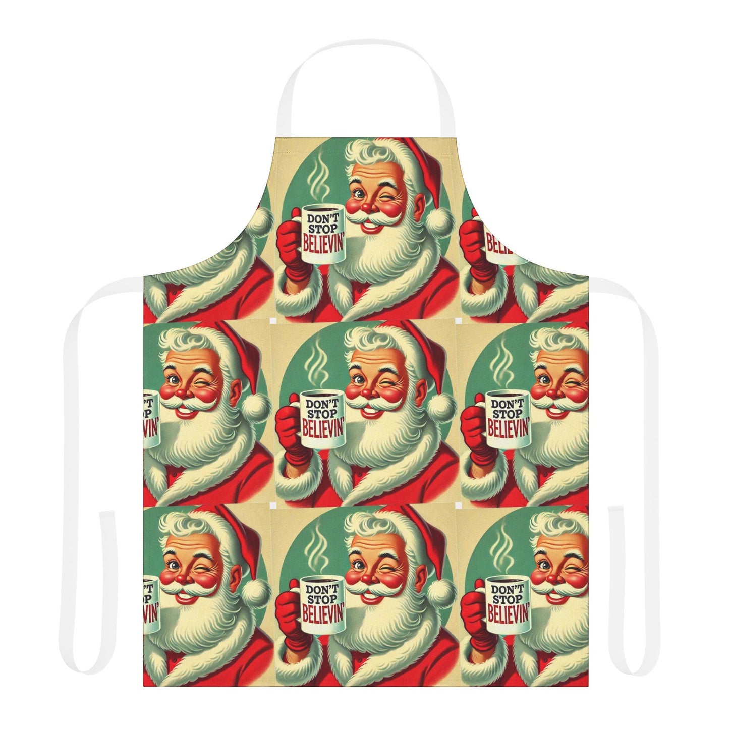 Funny Christmas Gift Apron, 5-Color Straps to Choose From, Grilling, Kiss the Cook, Santa Claus