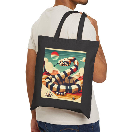 Canvas Tote Bag, Modern Southwestern Rattlesnake Design, LGBT Eco-Friendly Bag, Queer Book Lover Gift, Reusable Shopping Bag, Gay Gift