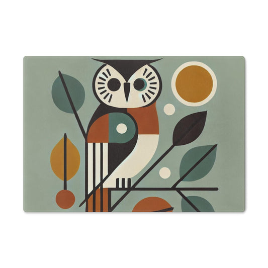 Mid-Century Cutting Board, Vintage Owl Kitchen Decor, Retro Chopping Block, Cooking Gift, Glass Serving Tray, Foodie Accessories
