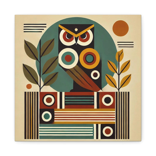 Canvas Print, Owl Mid-Century Modern, Housewarming or Birthday Gift, Vintage Retro Charm, Wall Art Decor, Matte Canvas