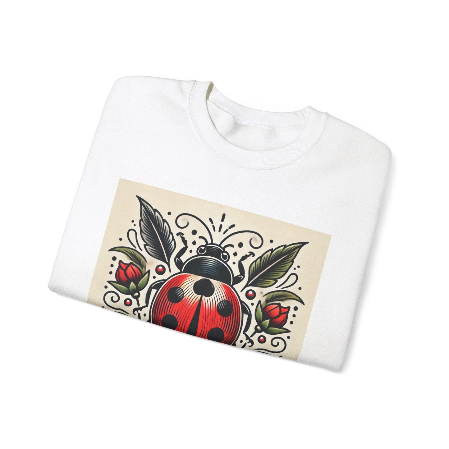 Lady Bug Sweatshirt, Vintage Tattoo Design, Unisex Crewneck Jumper, Bee Pullover, Gift for Nature Lover, Retro Style, Gardening
