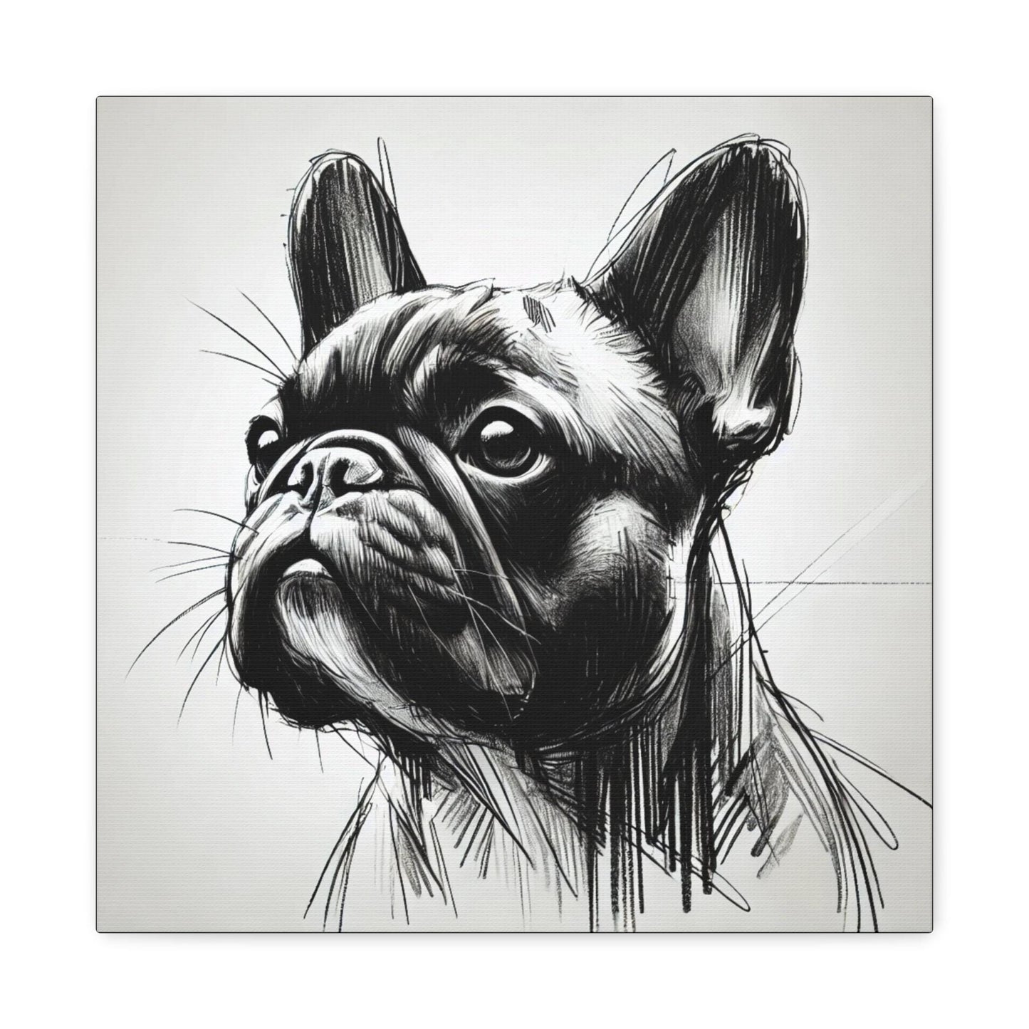 French Bulldog Matte Canvas Print, Classic Charcoal Sketch Design, Dog Wall Art, Modern Queer Decor, LGBT Housewarming Gift, Gay Dog Lover