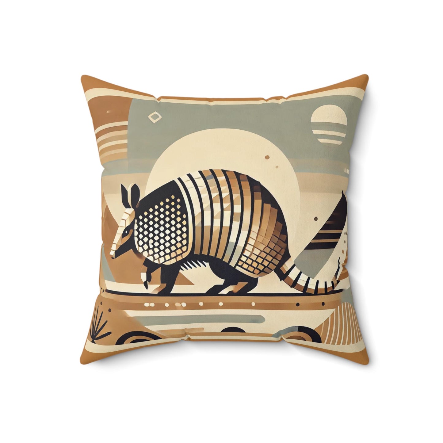 Square Pillow Modern Southwestern Armadillo Design, Housewarming Gift, Retro Charm, Soft Throw Pillow, Home Decor, Animal Lover Gift