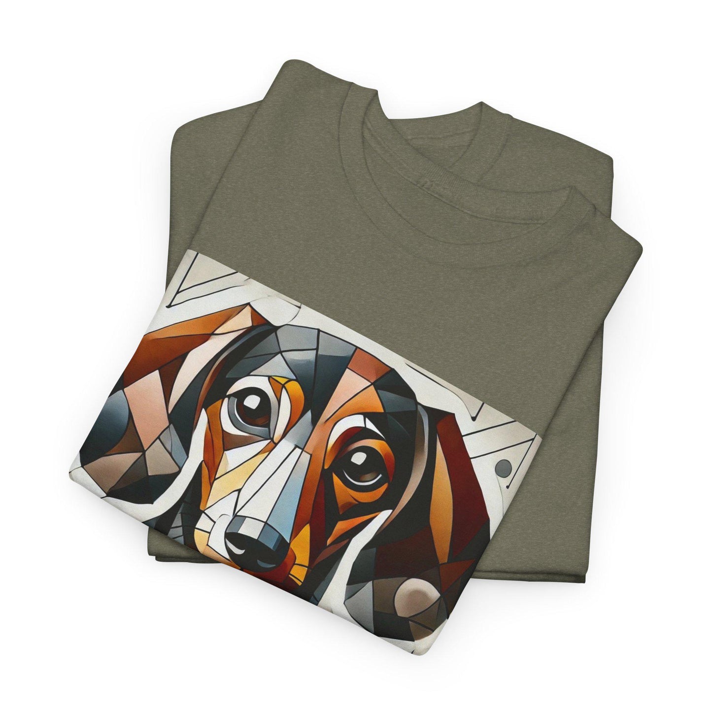 Dog Tee, Dachshund Modern Cubist Design, Unisex LGBT Weenie Dog Lover Gift, Gay Graphic Top, Unisex Heavy Cotton T-shirt, 7 Colors