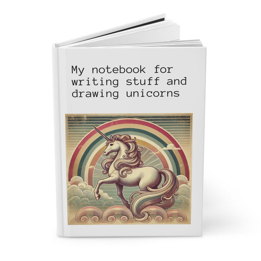 Unicorn Journal Hardcover - Funny Vintage Design Matte Journal - Humorous Notebook, Book Lovers Gift, Retro Art Diary