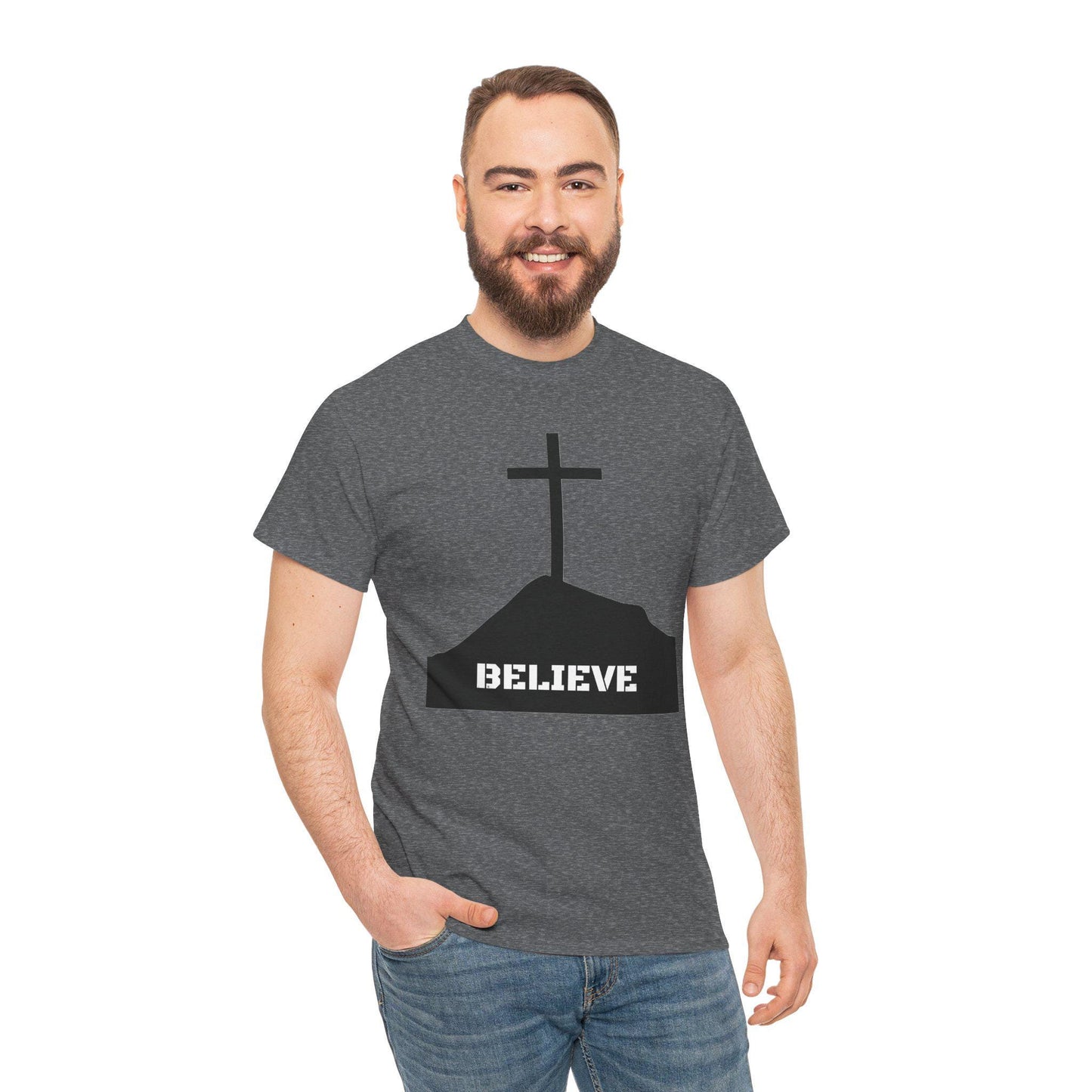 Christian Inspirational Unisex Tee - I BELIEVE Design, Jesus Christ Shirt for Gift, Church Camp Casual Wear, Religious Motivational T-Shirt